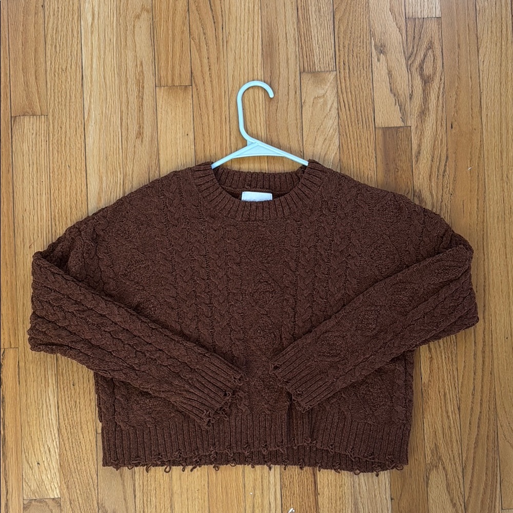 Cozy Brown Cable Knit Sweater